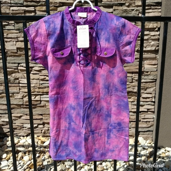 NWT Handmade Cover-up Mini Dress Tie-dye - Picture 2 of 4